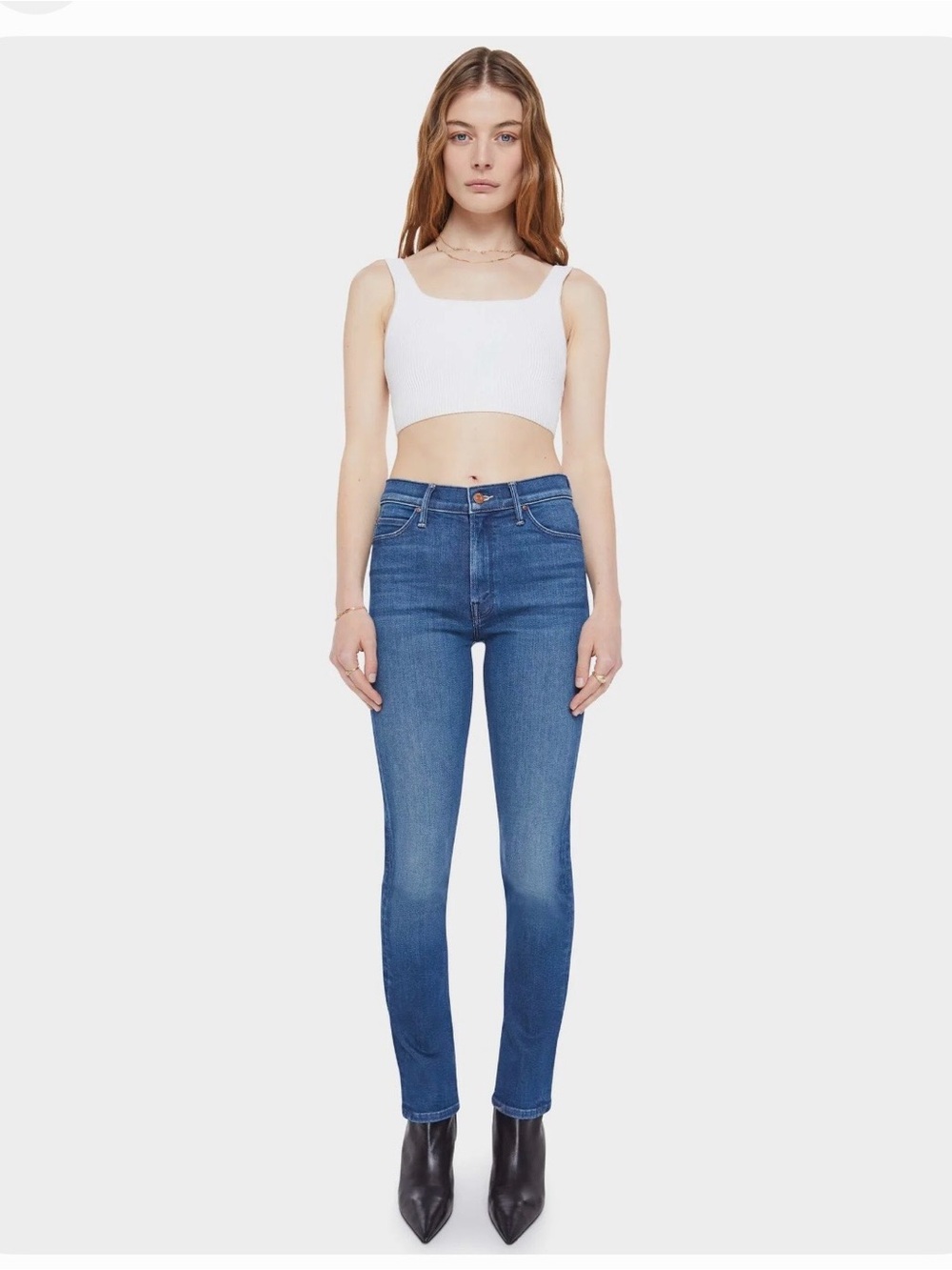 MOTHER Mid Blue Skinny Mid-Rise Jeans
